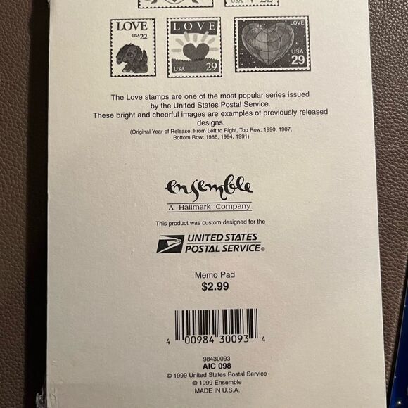 Lot of (2) new and sealed - USPS Love STAMP MEMO PADS 1999 hallmark vintage - Picture 3 of 5